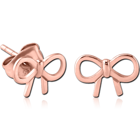 ROSE GOLD PVD COATED SURGICAL STEEL EAR STUDS PAIR - BOW