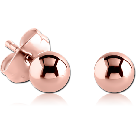ROSE GOLD PVD COATED SURGICAL STEEL EAR STUDS PAIR - BALL