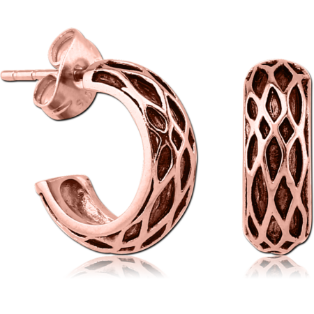 ROSE GOLD PVD COATED SURGICAL STEEL EAR STUDS PAIR - HOOP HIVE