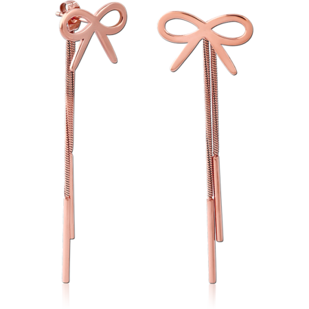 ROSE GOLD PVD COATED SURGICAL STEEL CHAIN EAR STUDS PAIR