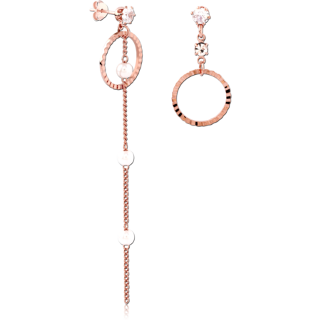 STERLING SILVER 925 ROSE GOLD PLATED JEWELED EAR STUDS PAIR