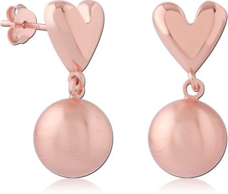 STERLING SILVER 925 ROSE GOLD PLATED EAR STUDS PAIR