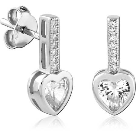 STERLING SILVER 925 PLATED JEWELED EAR STUDS PAIR