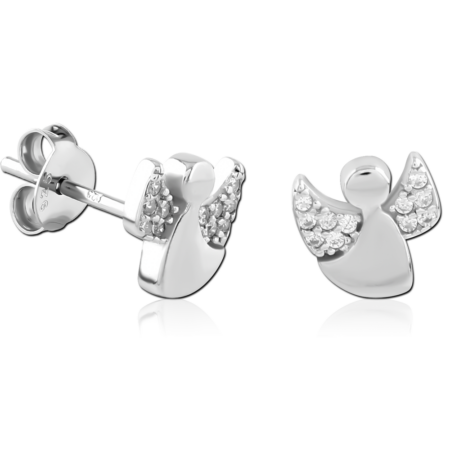 STERLING SILVER 925 PLATED JEWELED EAR STUDS PAIR