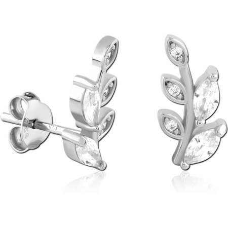STERLING SILVER 925 PLATED JEWELED EAR STUDS PAIR