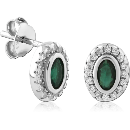 STERLING SILVER 925 PLATED JEWELED EAR STUDS PAIR