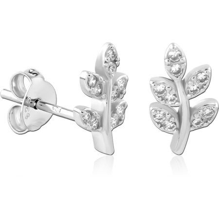 STERLING SILVER 925 PLATED JEWELED EAR STUDS PAIR