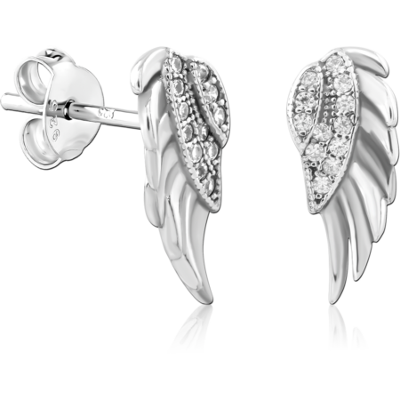 STERLING SILVER 925 PLATED JEWELED EAR STUDS PAIR