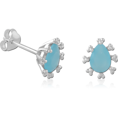 STERLING SILVER 925 PLATED JEWELED EAR STUDS PAIR