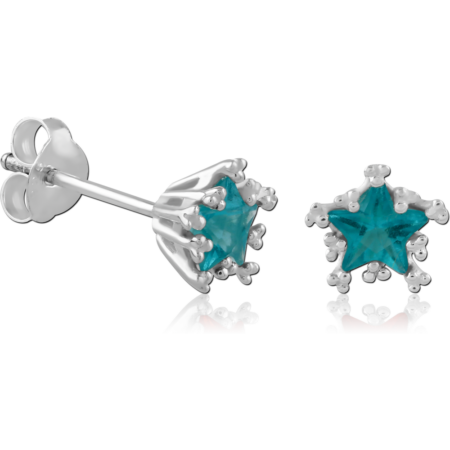 STERLING SILVER 925 PLATED JEWELED EAR STUDS PAIR