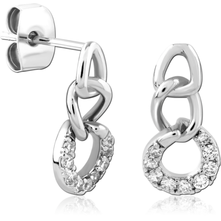 STERLING SILVER 925 PLATED JEWELED EAR STUDS PAIR