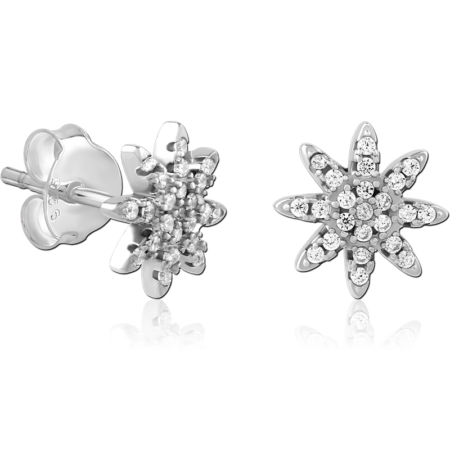 STERLING SILVER 925 PLATED JEWELED EAR STUDS PAIR
