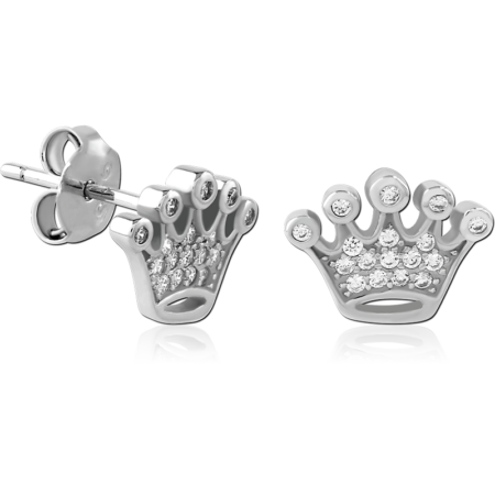 STERLING SILVER 925 PLATED JEWELED EAR STUDS PAIR