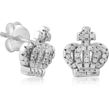 STERLING SILVER 925 PLATED JEWELED EAR STUDS PAIR