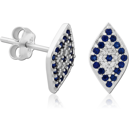 STERLING SILVER 925 PLATED JEWELED EAR STUDS PAIR