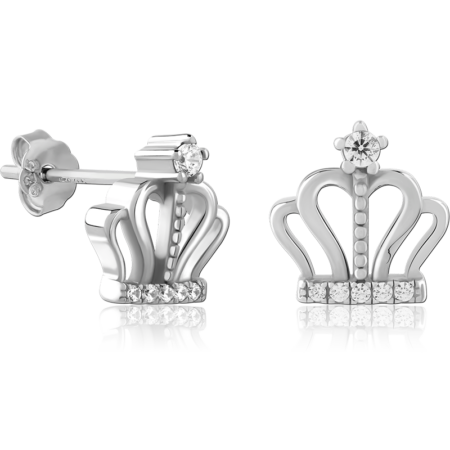 STERLING SILVER 925 PLATED JEWELED EAR STUDS PAIR