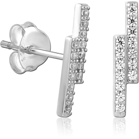 STERLING SILVER 925 PLATED JEWELED EAR STUDS PAIR