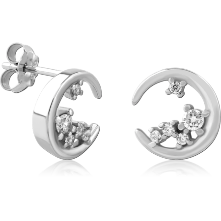 STERLING SILVER 925 PLATED JEWELED EAR STUDS PAIR