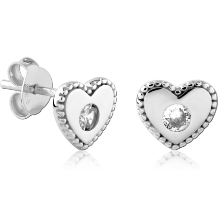 STERLING SILVER 925 PLATED JEWELED EAR STUDS PAIR