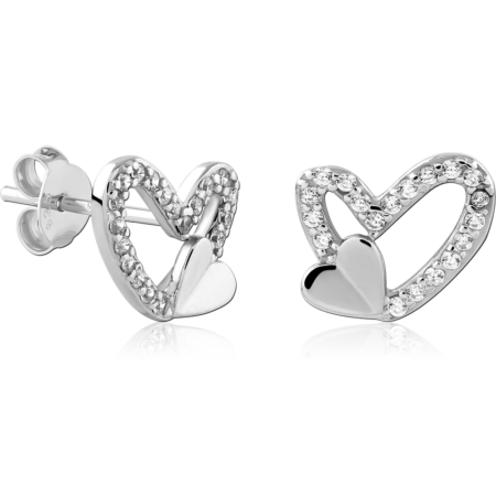 STERLING SILVER 925 PLATED JEWELED EAR STUDS PAIR