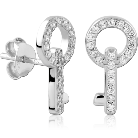 STERLING SILVER 925 PLATED JEWELED EAR STUDS PAIR