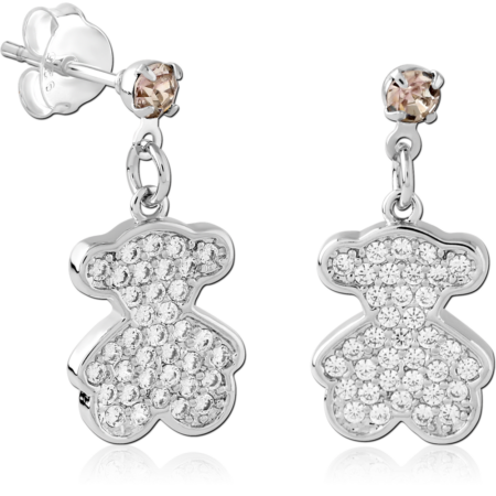 STERLING SILVER 925 PLATED JEWELED EAR STUDS PAIR