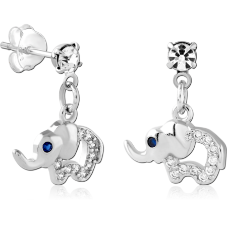 STERLING SILVER 925 PLATED JEWELED EAR STUDS PAIR