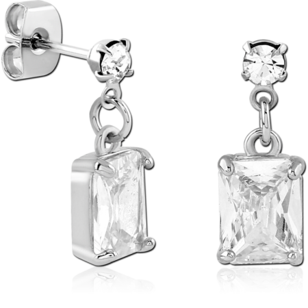 STERLING SILVER 925 PLATED JEWELED EAR STUDS PAIR