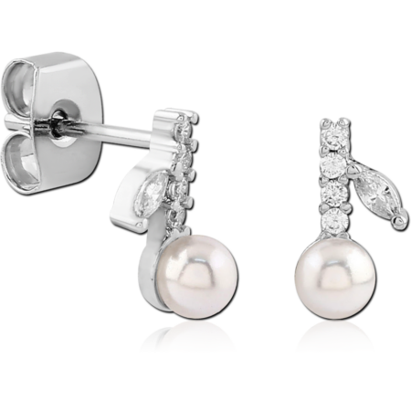 STERLING SILVER 925 PLATED JEWELED EAR STUDS PAIR