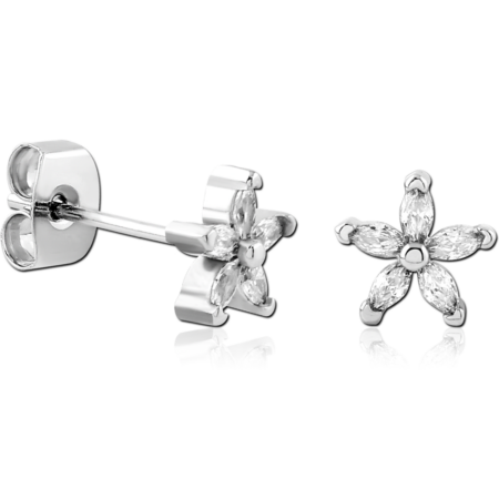 STERLING SILVER 925 PLATED JEWELED EAR STUDS PAIR