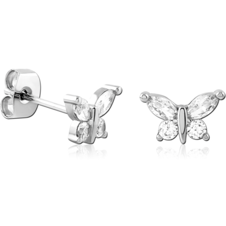 STERLING SILVER 925 PLATED JEWELED EAR STUDS PAIR