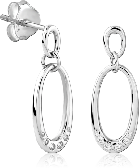 STERLING SILVER 925 PLATED JEWELED EAR STUDS PAIR