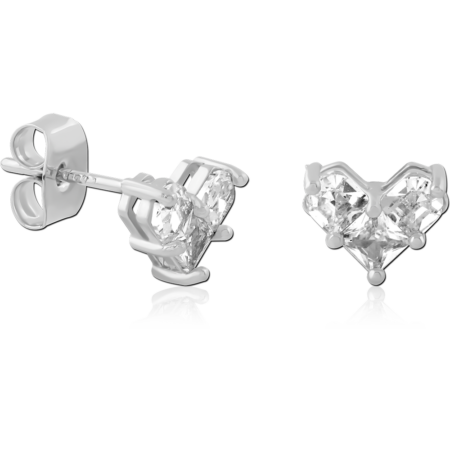 STERLING SILVER 925 PLATED JEWELED EAR STUDS PAIR