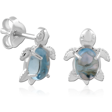 STERLING SILVER 925 PLATED JEWELED EAR STUDS PAIR