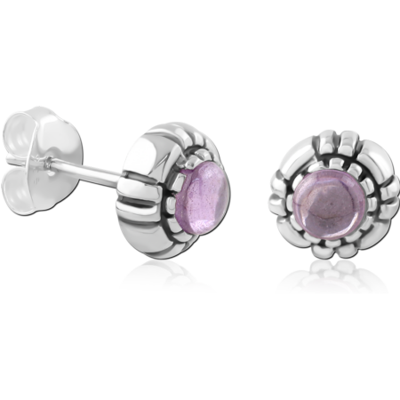 STERLING SILVER 925 PLATED JEWELED EAR STUDS PAIR