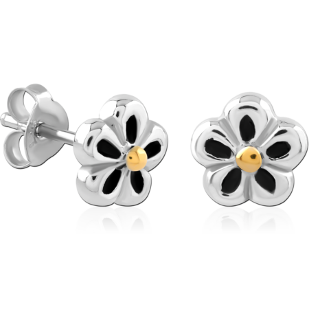 STERLING SILVER 925 PLATED JEWELED EAR STUDS PAIR