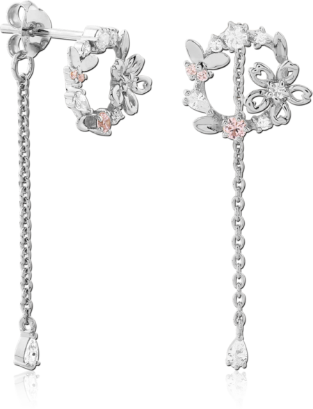 STERLING SILVER 925 RHODIUM PLATED  JEWELED EAR STUDS PAIR