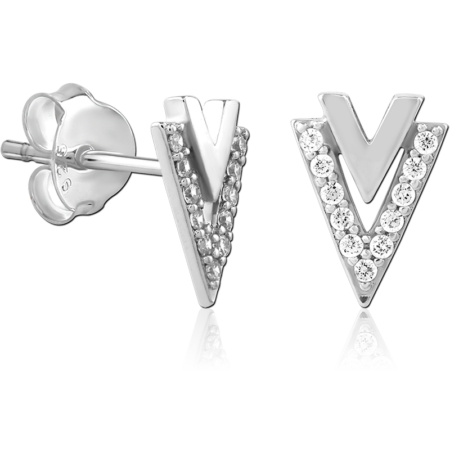 STERLING SILVER 925 PLATED JEWELED EAR STUDS PAIR