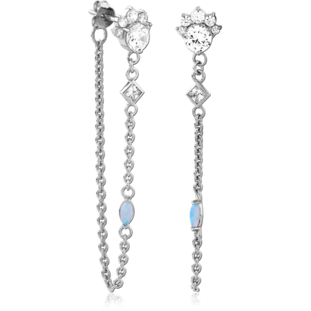 STERLING SILVER 925 RHODIUM PLATED EAR STUDS PAIR