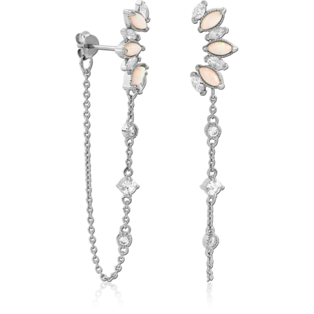 STERLING SILVER 925 RHODIUM PLATED EAR STUDS PAIR