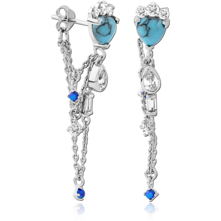 STERLING SILVER 925 RHODIUM PLATED EAR STUDS PAIR