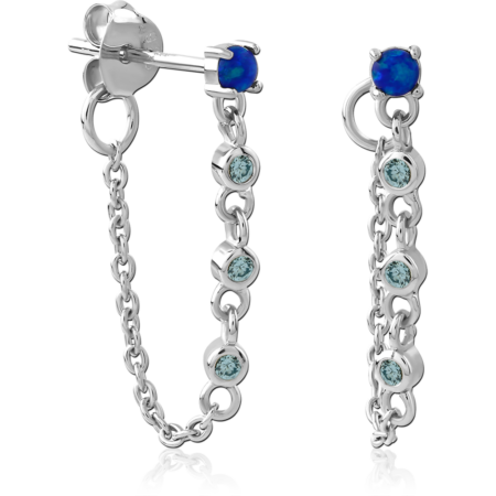 STERLING SILVER 925 RHODIUM PLATED EAR STUDS PAIR