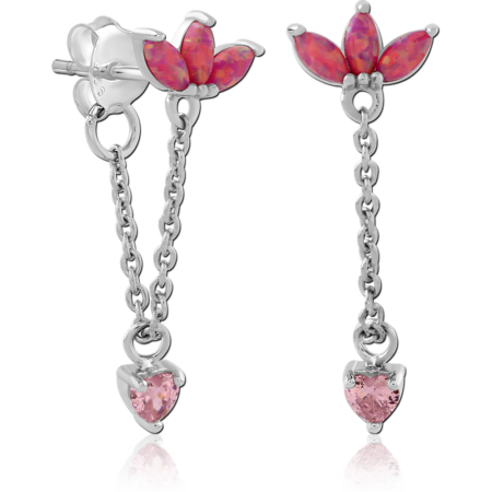 STERLING SILVER 925 RHODIUM PLATED EAR STUDS PAIR