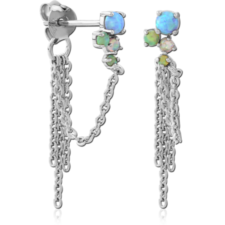 STERLING SILVER 925 RHODIUM PLATED EAR STUDS PAIR