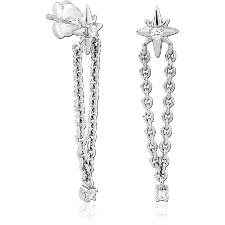 STERLING SILVER 925 RHODIUM PLATED EAR STUDS PAIR - FLOWER