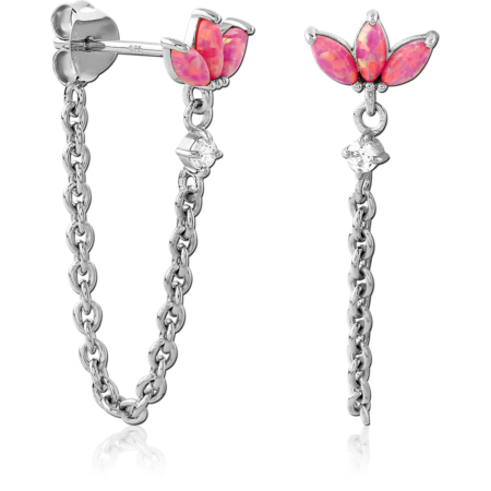 STERLING SILVER 925 RHODIUM PLATED EAR STUDS PAIR - FLOWER