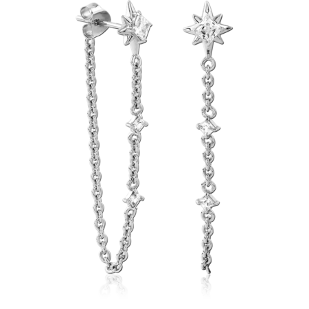 STERLING SILVER 925 RHODIUM PLATED EAR STUDS PAIR - FLOWER