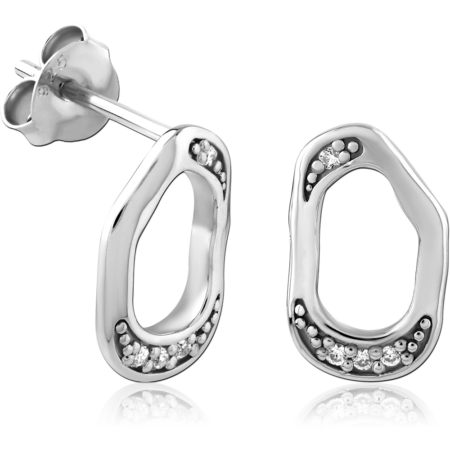 STERLING SILVER 925 RHODIUM PLATED EAR STUDS PAIR