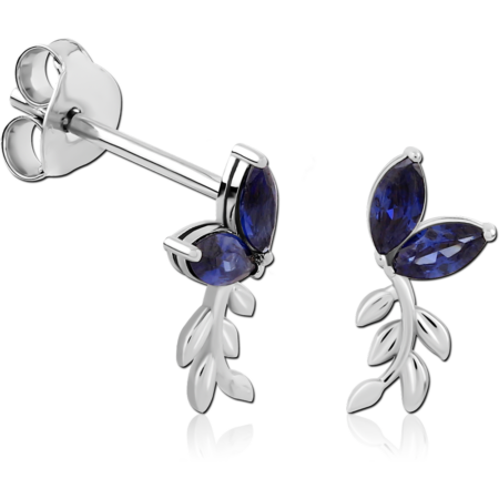 STERLING SILVER 925 RHODIUM PLATED EAR STUDS PAIR