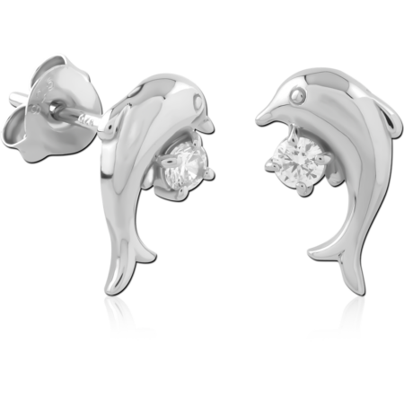 STERLING SILVER 925 RHODIUM PLATED EAR STUDS PAIR